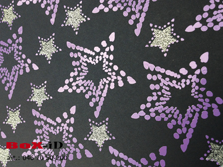 Weihnachtspapier Sternen lila-Silberglitter 50 cm x 200 m